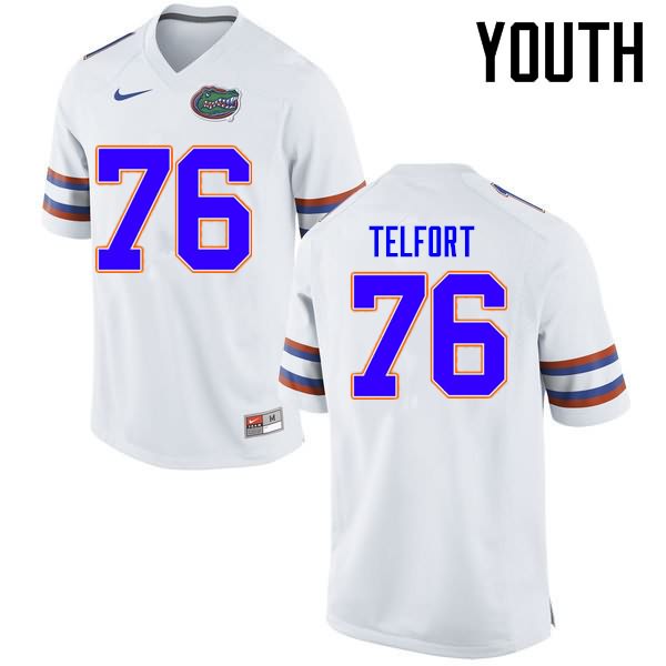 NCAA Florida Gators Kadeem Telfort Youth #76 Nike White Stitched Authentic College Football Jersey GPE2564MK